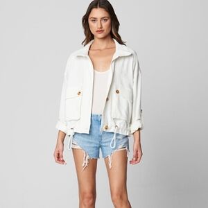 Like New Blank NYC Above The Clouds Cream Linen Utility Jacket